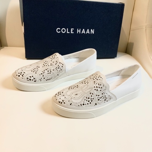 Cole Haan GrandPrø Spectator Laser White Leather Sneaker Low-Top Pull On Flats 9 - Picture 11 of 15